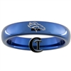 4mm Blue Dome Tungsten Carbide  Denver Broncos Design Ring.