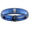 4mm Blue Dome Tungsten Carbide  Doctor Who Tardis Design Ring.