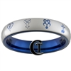 4mm Blue Dome Tungsten Carbide Kingdom Hearts Symbols Design Ring.