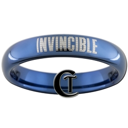 4mm Blue Dome Tungsten Invincible Iron Man Ring.