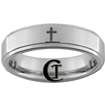 6mm 1-Step Pipe Tungsten Carbide Christian Cross Design Ring.