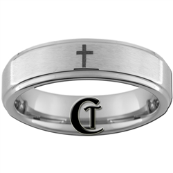 6mm 1-Step Pipe Tungsten Carbide Christian Cross Design Ring.