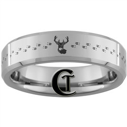 6mm Beveled Tungsten Carbide Deer Hunting Design Ring.