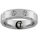 6mm Beveled Tungsten Carbide Multiple Atheist Symbols Design Ring.
