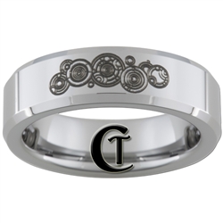 6mm Beveled Tungsten Carbide Doctor Who Design Ring.