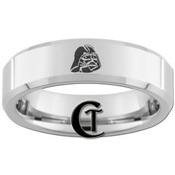 6mm Beveled Tungsten Carbide Star Wars Darth Vader Design Ring.