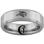 6mm Beveled Tungsten Carbide Wolf Design Ring.