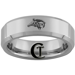 6mm Beveled Tungsten Carbide Wolf Design Ring.