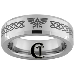 6mm Beveled Tungsten Legend of Zelda Skyward Sword Triforce Design Ring.