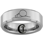 6mm Beveled Tungsten Missing Piece Ring Design.