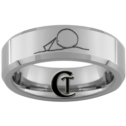 6mm Beveled Tungsten Missing Piece Ring Design.