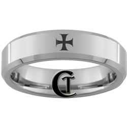6mm Beveled Tungsten Carbide Maltese Cross Design Ring.