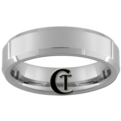 6mm Tungsten Beveled Carbide Comfort Fit  Polished Ring.