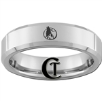 6mm Beveled Wolf Howling at the Moon Tungsten Carbide Ring.