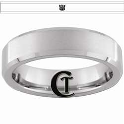 6mm Beveled Tungsten Transformers Decepticon Ring.