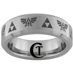 6mm Beveled Tungsten Carbide Legend of Zelda Skyward Sword Triforce Design.