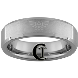 6mm Beveled Tungsten Carbide Zelda & Jedi Ring Design.