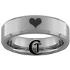 6mm Beveled Stone Finish Tungsten Carbide Heart Design.