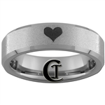 6mm Beveled Stone Finish Tungsten Carbide Heart Design.