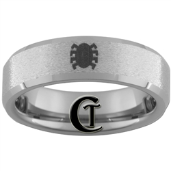 6mm Beveled Tungsten Carbide Stone Finish Spider Man Design.