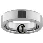 6mm Beveled Tungsten Carbide Stone Finish with a Black Lasered Design.