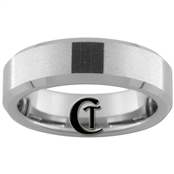 6mm Beveled Tungsten Carbide Stone Finish with a Black Lasered Design.