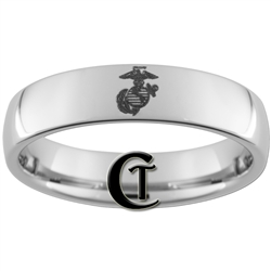 6mm Dome Tungsten Carbide MARINES Eagle Globe and Anchor Symbol Design Ring.