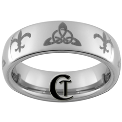 6mm Dome Tungsten Carbide Fleur De Lis and Celtic Triangle Design.