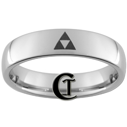 6mm Dome Tungsten Legend of Zelda Triforce Designed Polished Ring.
