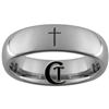 6mm Dome Tungsten Carbide Christian Cross Design Ring.