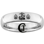 6mm Dome Tungsten Carbide Marines Sergeant Rank Design Ring.