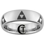 6mm Dome Tungsten Legend of Zelda Multiple Triforce Designed Polished Ring.