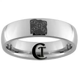 6mm Dome Tungsten Carbide Southern Flag Design Ring.