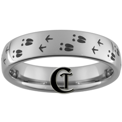 6mm Dome Tungsten Carbide Deer and Turkey Tracks Hunting Design Ring.