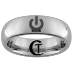 6mm Dome Tungsten Carbide Power Symbol Design Ring.