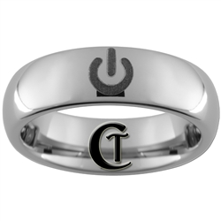 6mm Dome Tungsten Carbide Power Symbol Design Ring.