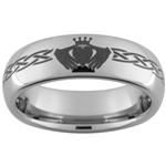 6mm Dome Tungsten Carbide Claddagh Celtic Design.