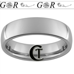 6mm Dome Tungsten Carbide Roses and Custom Initials Design Ring.