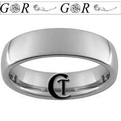 6mm Dome Tungsten Carbide Roses and Custom Initials Design Ring.