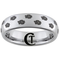 6mm Dome Tungsten Carbide Dog Paw Prints Design.