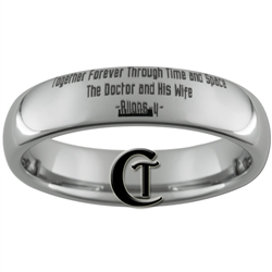 6mm Dome Tungsten Carbide Doctor Who Gallifreyan and Quote Design Ring.