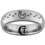 6mm Dome Tungsten Carbide Deer Heart & Tracks Hunting Design Ring.