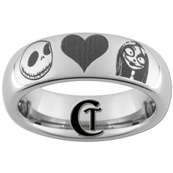 6mm Dome Tungsten Carbide Jack and Sally and Quote- Simply Meant To Be Design Ring.