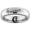 6mm Dome Tungsten Carbide Legend of Zelda Ocarina Serenade of Water Design Ring.