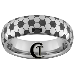 6mm Dome Tungsten Carbide Soccer Ball Design Ring.