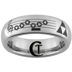 6mm Dome Tungsten Carbide Legend of Zelda Ocarina Saria's Song and Triforce Ring Design.