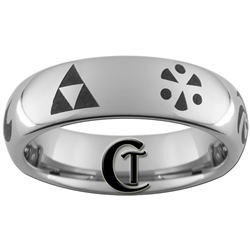 6mm Dome Tungsten Legend of Zelda Sage Seals Design Ring.
