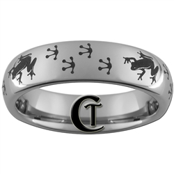 6mm Dome Tungsten Carbide Frogs and Frog Prints Design Ring.