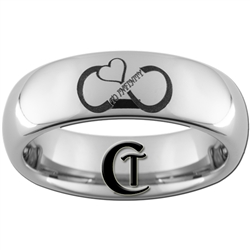 6mm Dome Tungsten Carbide Infinity Heart To Infinity Design Ring.