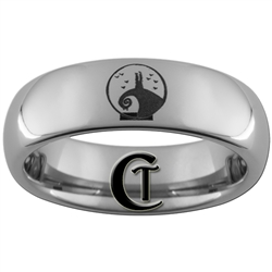 6mm Dome Tungsten Carbide Nightmare Before Christmas Design Ring.